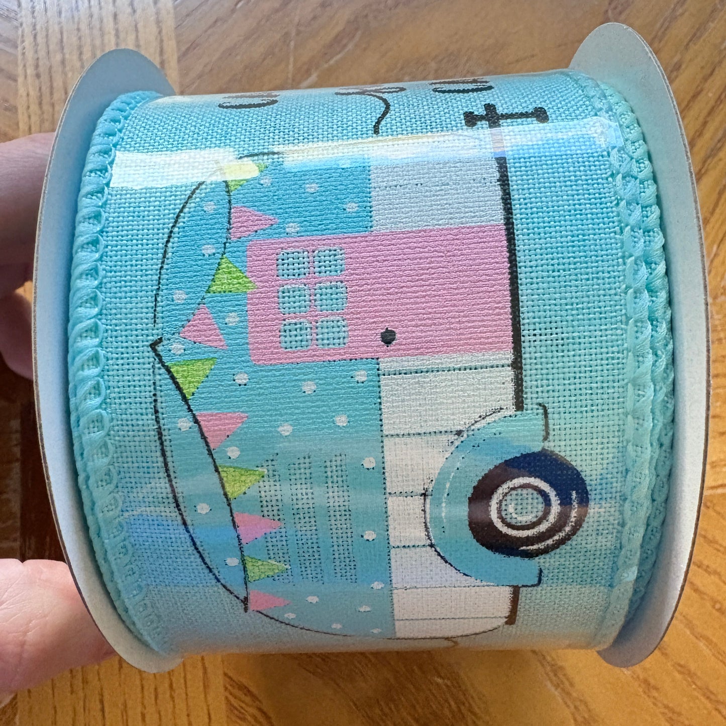 Happy Campers On Royal, Wired Ribbon, 2.5" X 10 Yards, RGA1347JC