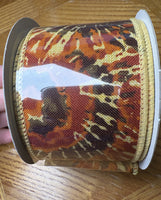 Tie Dye Wired Ribbon, Fall, Mustard, Rust, Dark Orange, Brown, 2.5" X 10 YD, RGE1235F2