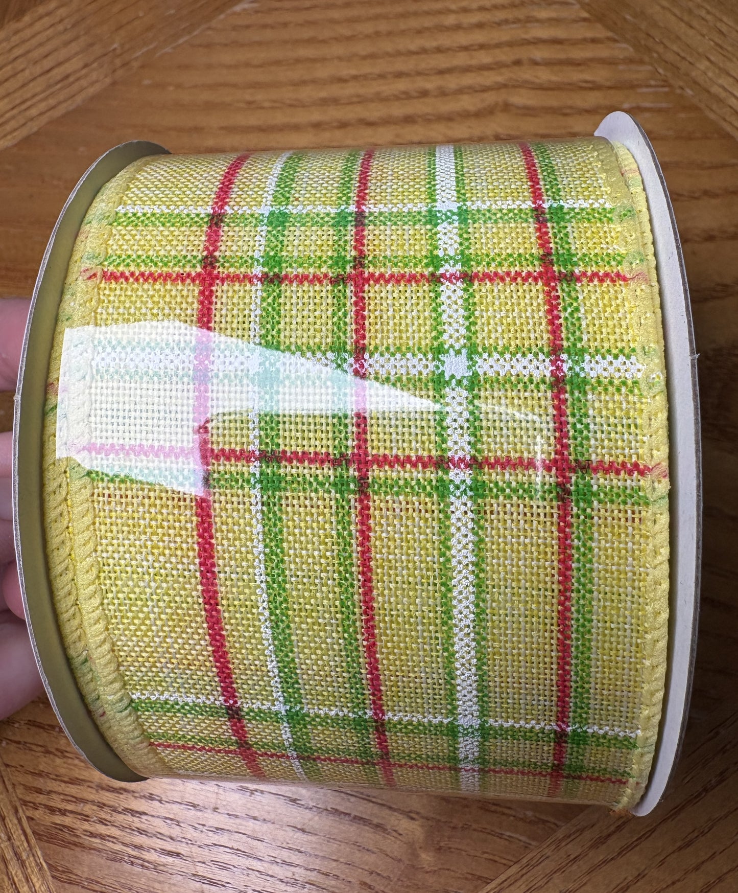 Plaid Wired Ribbon, Yellow, Lime, Fuchsia, White 2.5" X 10 YD, 41239-40-02