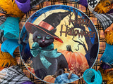 Halloween Wreath, Black Cat, Happy Halloween, Deco Mesh, Wired Ribbon, Wreath