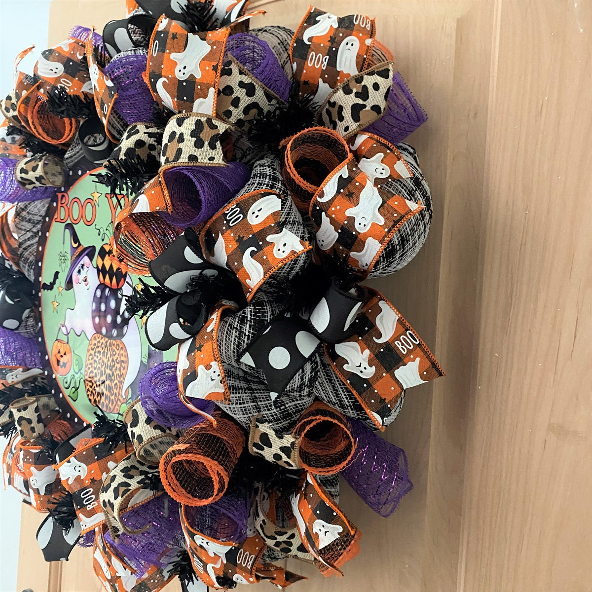 Halloween Wreath, Ghost, Boo Y'all, Deco Mesh, Wired Ribbon, Wreath