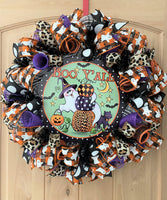 Halloween Wreath, Ghost, Boo Y'all, Deco Mesh, Wired Ribbon, Wreath