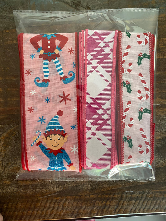 Assorted Christmas, Wired Ribbon, Bundle Bag, #64
