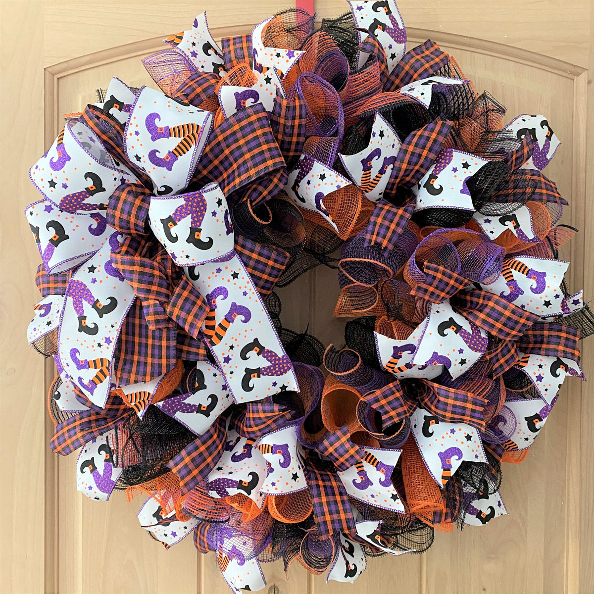 Halloween, Witchy Glitter Legs, Halloween Plaid, Deco Mesh Wreath