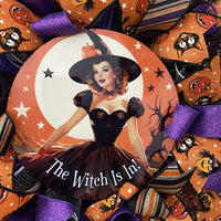 The Witch Is In, Witch, Vintage, Halloween, Deco Mesh Wreath