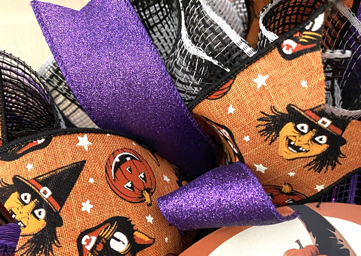The Witch Is In, Witch, Vintage, Halloween, Deco Mesh Wreath