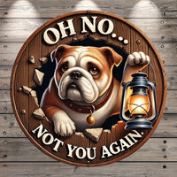 Funny, English Bulldog, Oh No, Not You Again, Light Weight, Metal Sign, No Holes In Sign