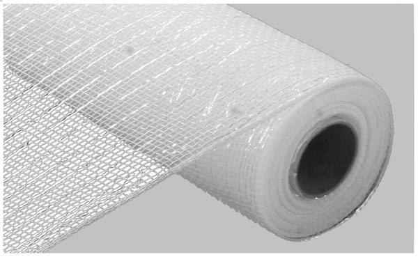 White W/ White Foil, Metallic, Mesh, 10" X 10YD, RE1301R1