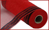 Border Stripe Mesh, Red And Black, Metallic, 10" X 10 YD, RE8503E6