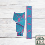 Flamingo Ribbon, On Royal, Wired Ribbon, Turquoise, Pink, Black, 2.5" X 10 YD., RG01698A2