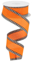 Bright Orange, Royal Burlap Gingham Edge, Wired Ribbon, 1.5" X 10 YD, RGA10989J