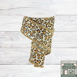Animal Print| Metallic Drift Edges, Cream, Gold, Rust, Black, Wired Ribbon, 2.5" x 10 Yards, RGA812338