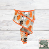Natural, Patterned Pumpkins, Drift Edges, Halloween, Wired Ribbon, 2.5" X 10 YD, RGA815418