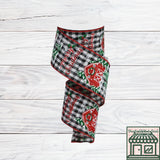 Merry Christmas Barn, On Check, Wired Ribbon, 2.5" X 10YD, RGB1078X6