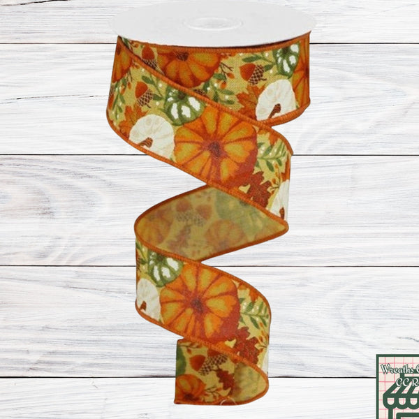 Pumpkin Foliage Wired Ribbon, 1.5" X 10 YD, RGB1080T6