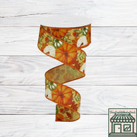 Pumpkin Foliage Wired Ribbon, 1.5" X 10 YD, RGB1080T6