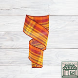 Fall Plaid, Burgundy, Orange, Yellow, Woven, Wired Ribbon, 2.5" X 10 YD, RGC1395