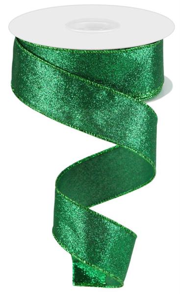 Emerald Green, Shimmer Glitter, Wired Ribbon, 1.5" x 10 Yards, RGC159606