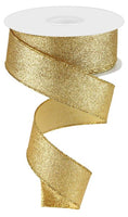 Gold, Shimmer Glitter, Wired Ribbon, 1.5" x 10 Yards,  RGC159608