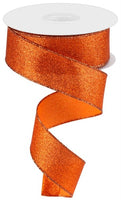 Orange Shimmer Glitter, Wired Ribbon, 1.5" x 10 Yards, RGC159620