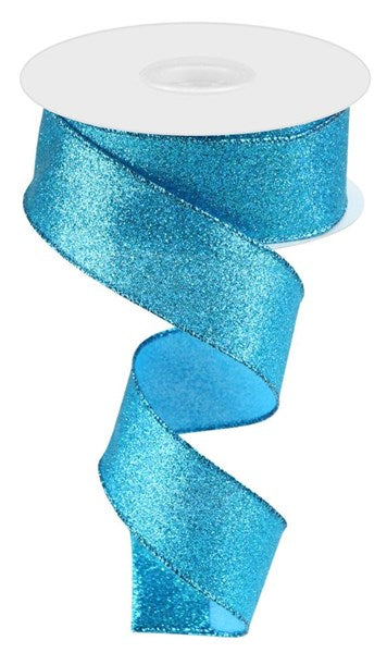 Turquoise, Shimmer Glitter, Wired Ribbon, 1.5" x 10 Yards,  RGC1596A2