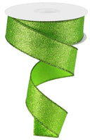 Lime Green, Shimmer Glitter, Wired Ribbon, 1.5" x 10 Yards, RGC1596E9