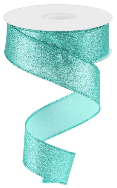 Ice Blue Shimmer Glitter, Wired Ribbon, 1.5" x 10 Yards, RGC1596RM