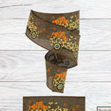 Brown, Fall Leopard, Farm Truck, Pumpkins, Wired Ribbon, 2.5" X 10 YD, RGC160104