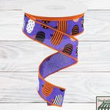Purple, Patterned Pumpkins, Halloween, Wired Ribbon, 1.5" X 10 YD, RGC170423