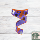 Purple, Patterned Pumpkins, Halloween, Wired Ribbon, 1.5" X 10 YD, RGC170423