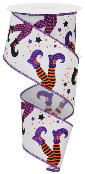 Witch Legs, Halloween, Glitter, Wired Ribbon, 2.5" X 10 YD, RGE148427