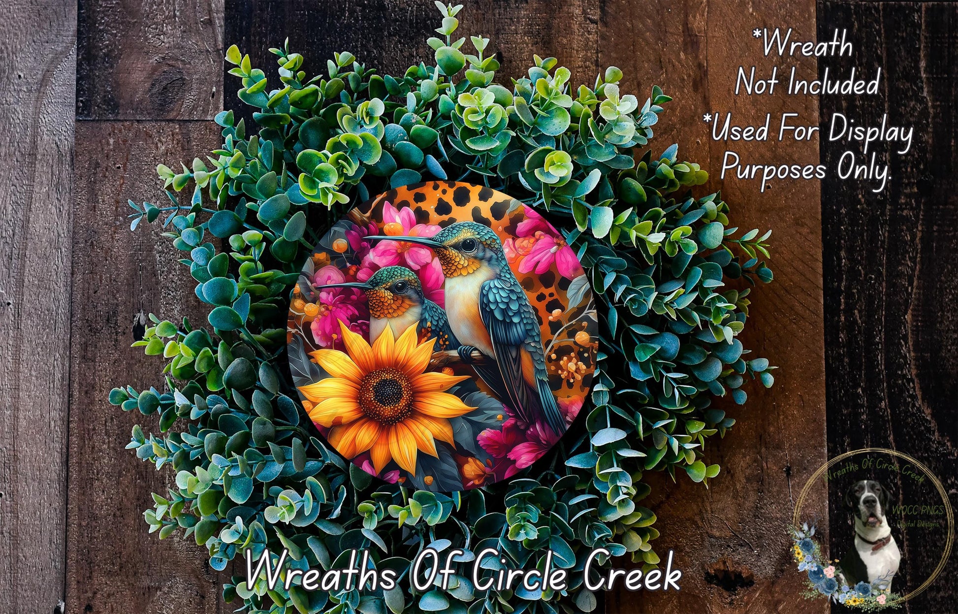 a wreath with a bird painted on it