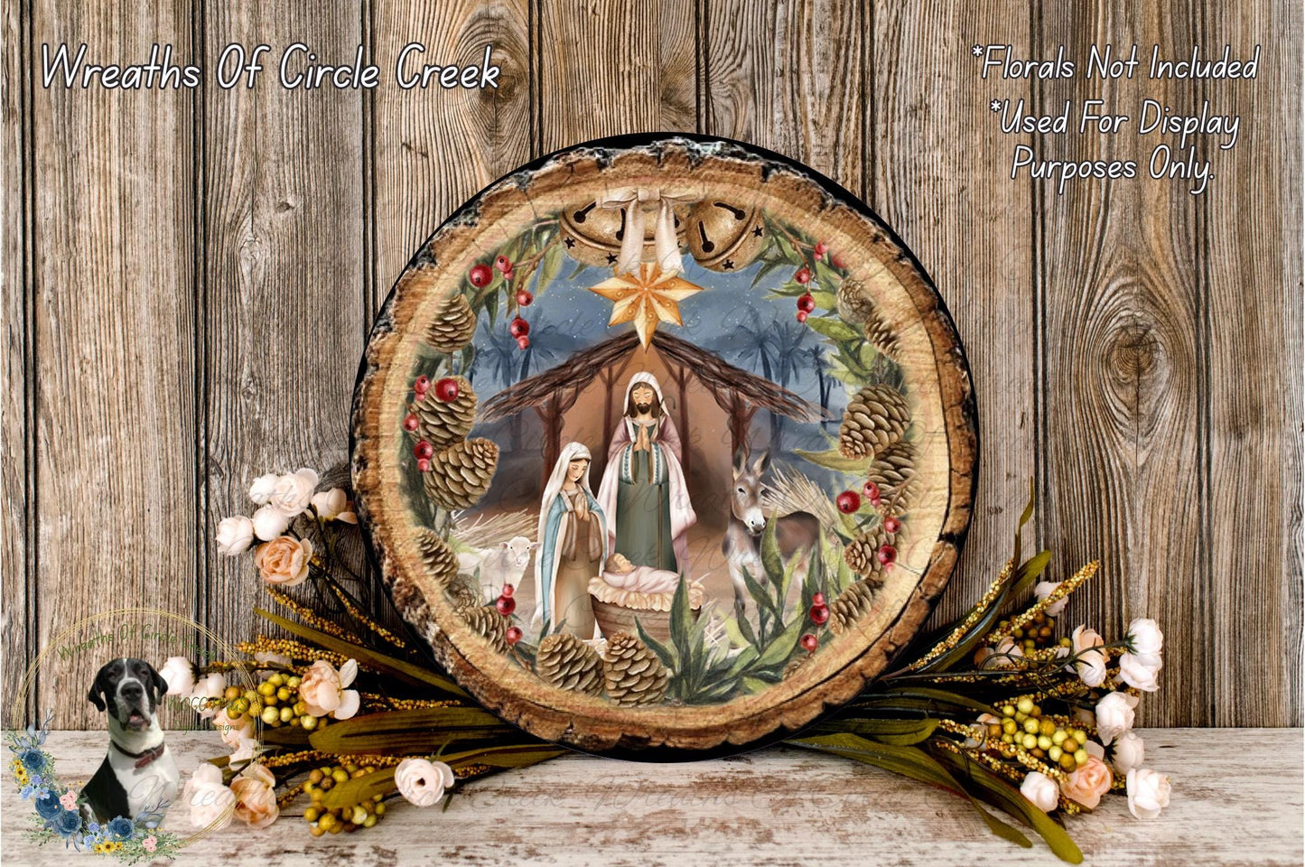 Nativity Scene Christmas Sign | Lightweight Metal Wreath Sign | Rustic Religious Holiday Decor | No Holes in Sign