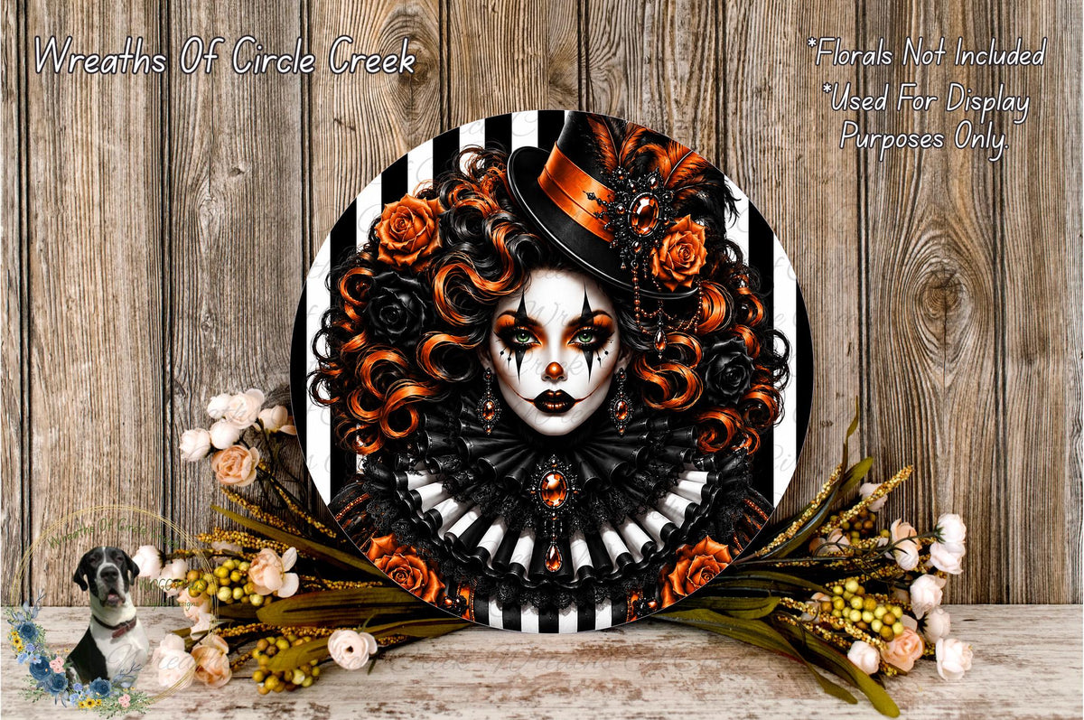 a large, ornate, and colorful portrait of a woman with an elaborate makeup design and an elaborate headdress, surrounded by a variety of flowers and foliage.