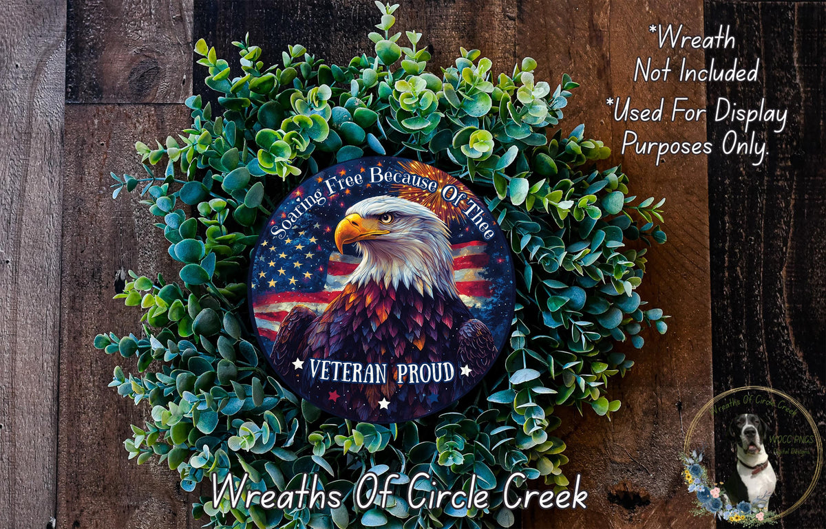 a wreath with a picture of an eagle on it