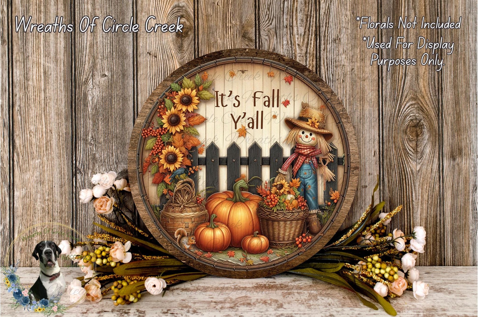 a picture of a picture of a scarecrow and pumpkins