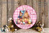 A decorative Easter-themed sign featuring a bunny house surrounded by colorful Easter eggs and flowers, with the text "Every Bunny Welcome" displayed prominently.