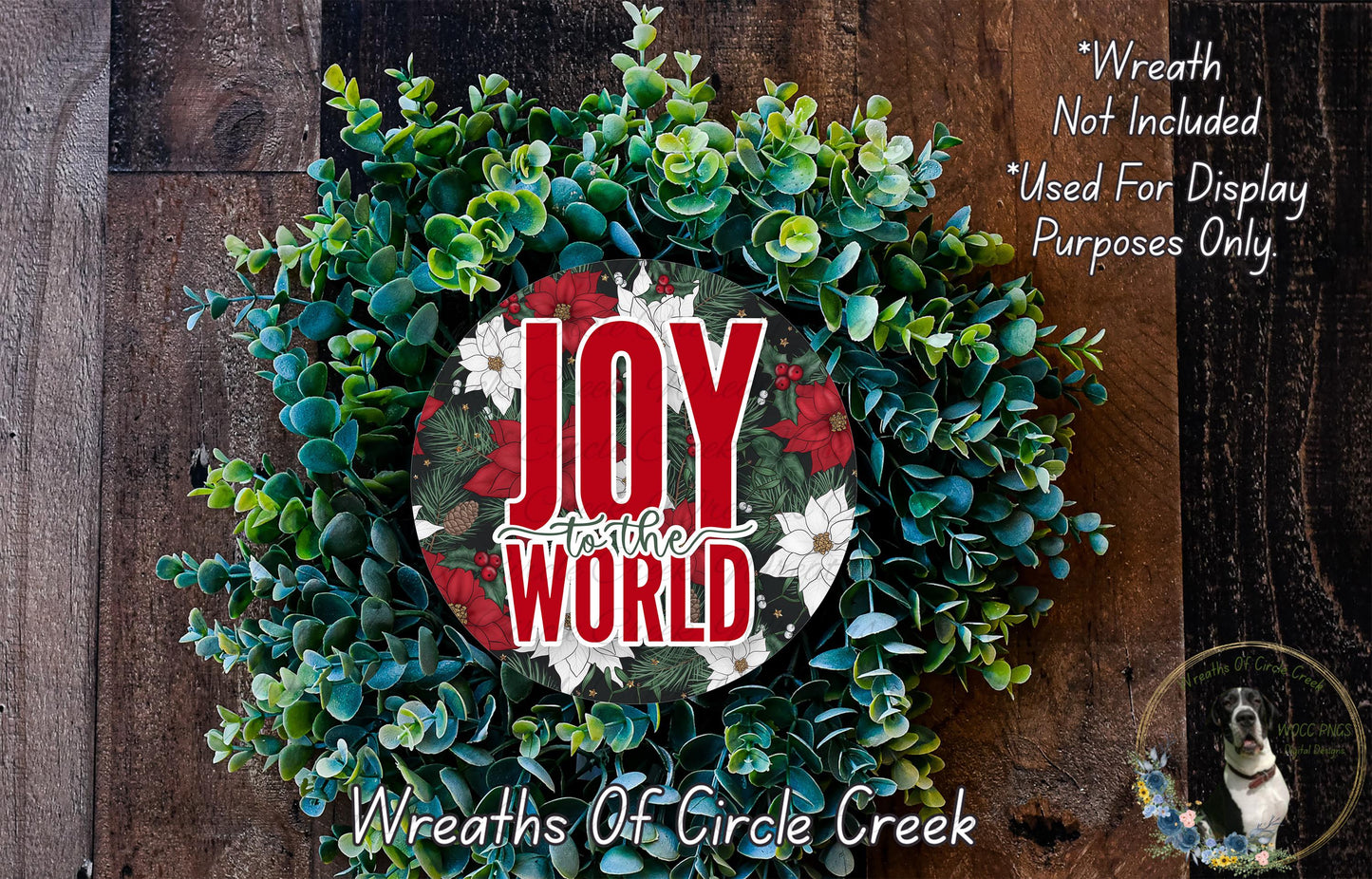 Joy to the World Sign | Lightweight Round Metal Wreath Sign | No Holes in Sign | Christmas Holiday Decor