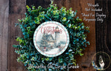 Merry Christmas Lighthouse Wreath Sign | Lightweight Round Metal Wreath Sign | No Holes in Sign | Coastal Holiday Door Decor