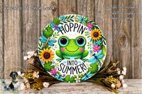 a picture of a frog with flowers on it
