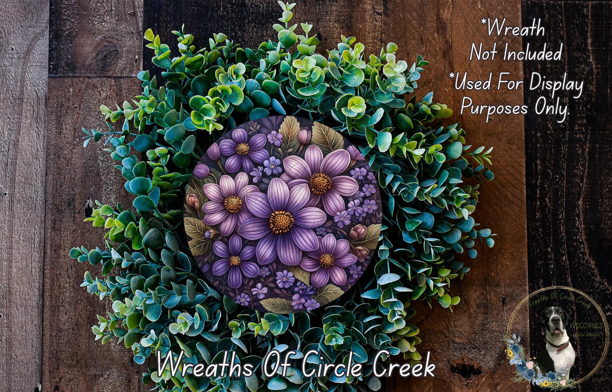 a picture of a wreath with purple flowers