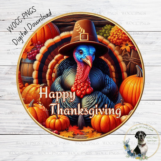 a turkey with a pilgrim hat on it's head
