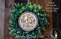 a wreath made of green leaves and a small brown deer figurine, with the words "Wreath Not Included" and "used for Display Only" written above it.