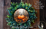 a wreath with a picture of a pumpkin on it