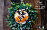 Halloween Cow Jack O'Lantern Round Aluminum Metal Wreath Sign (Lightweight, No Holes)