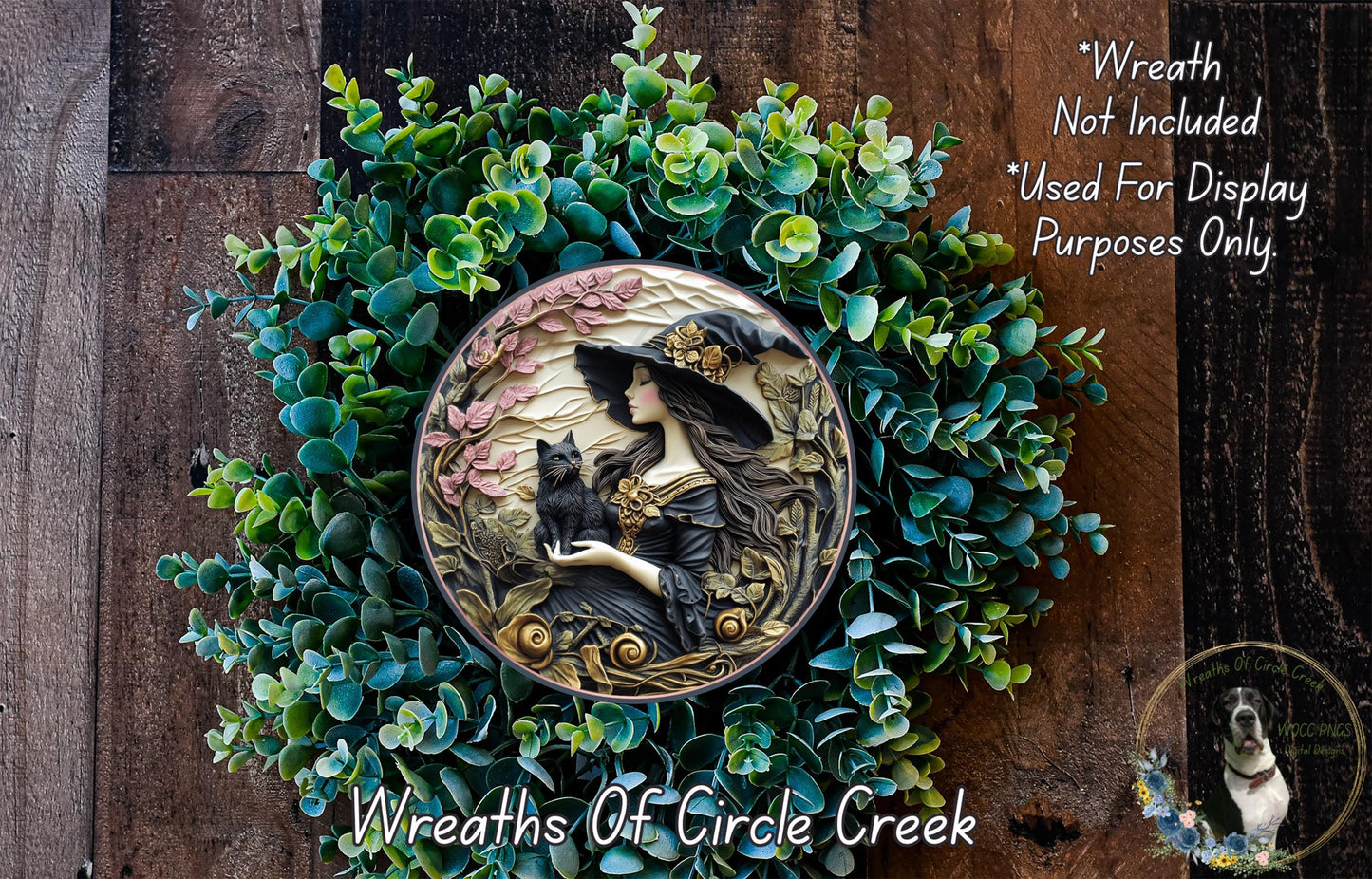 a picture of a wreath with a picture of a bird on it