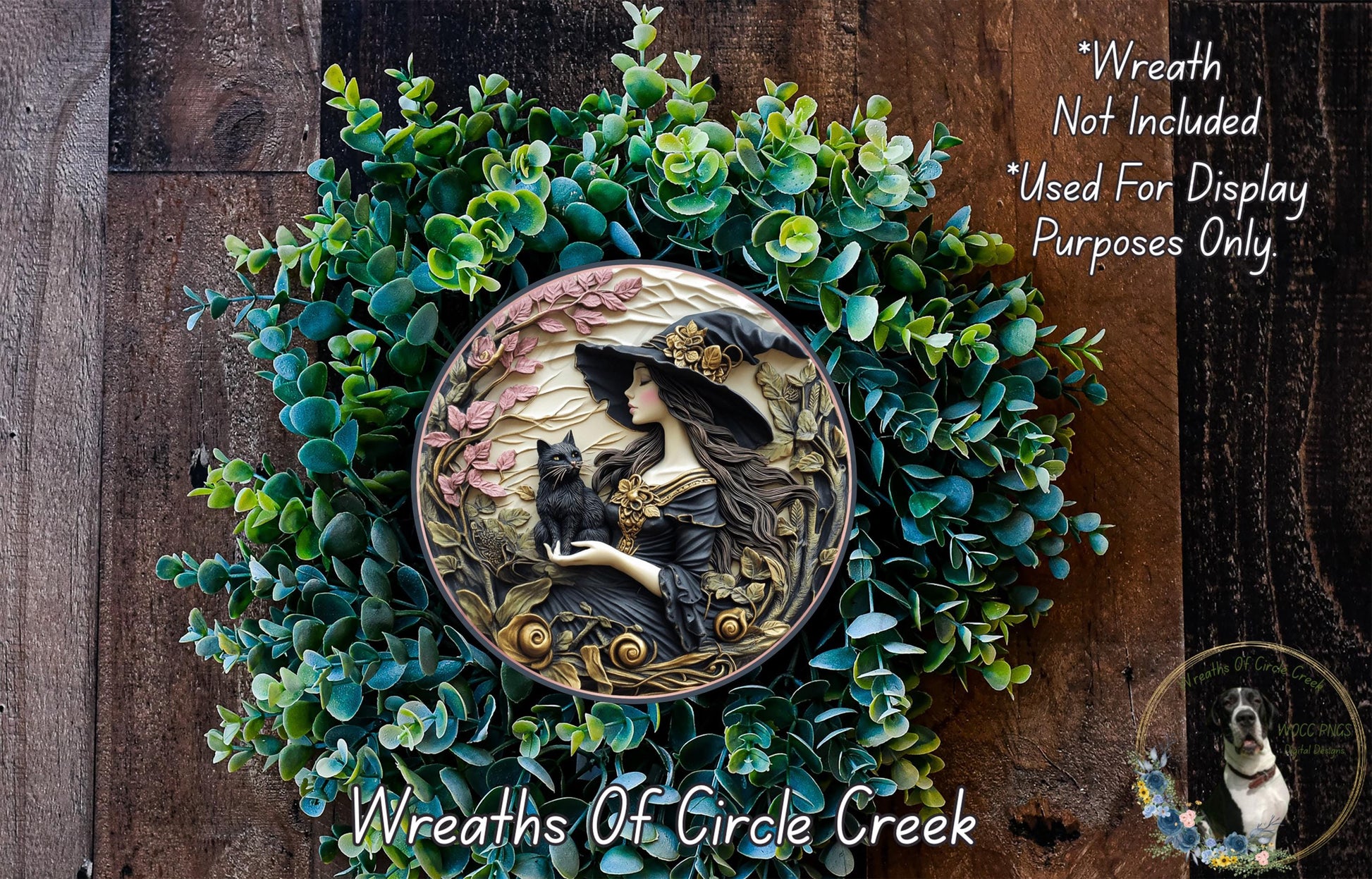 a picture of a wreath with a picture of a bird on it