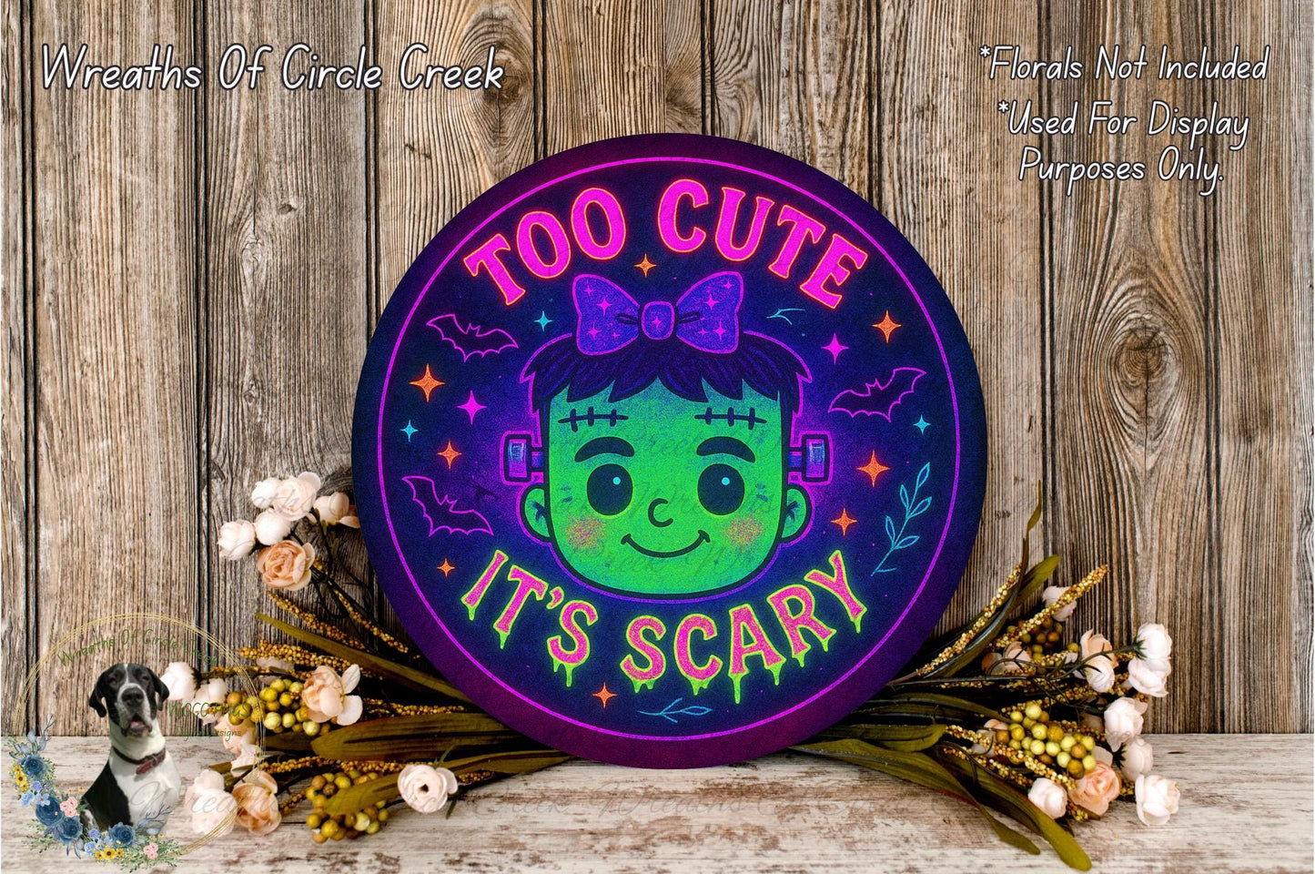 a picture of a round sign with a picture of a child on it