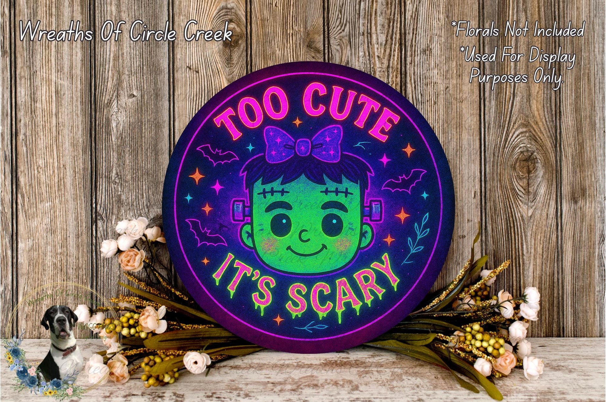 a picture of a round sign with a picture of a child on it