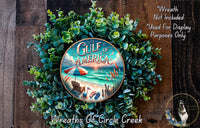 Gulf of America Sunset Sign | Lightweight Round Metal Wreath Sign | No Holes in Sign | Coastal Americana Decor